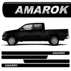 Friso Lateral Preto Escrita Cromo - Amarok