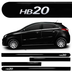 Friso Lateral Preto Escrita Cromo - HB20*