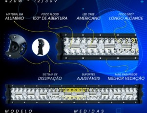 Barra de Led 8D (55.5x7.0 x5.5 cm)*